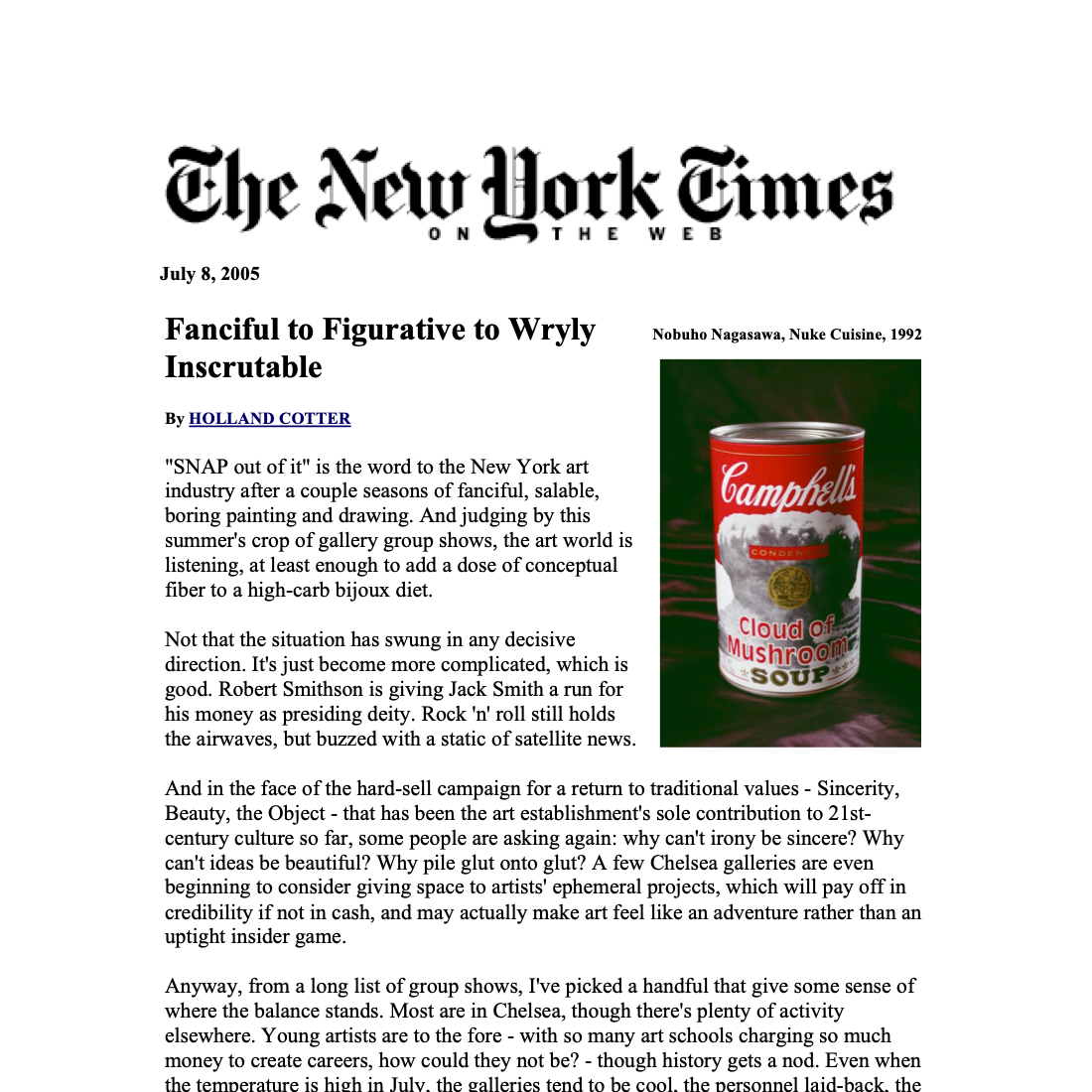 2005 NY Times Atomica by Holland Cotter